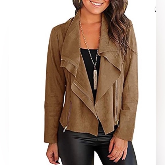 Kut from the Kloth Jackets & Blazers - KUT FROM THE KLOTH M Moto mocha faux suede drape jacket shabby chic boho